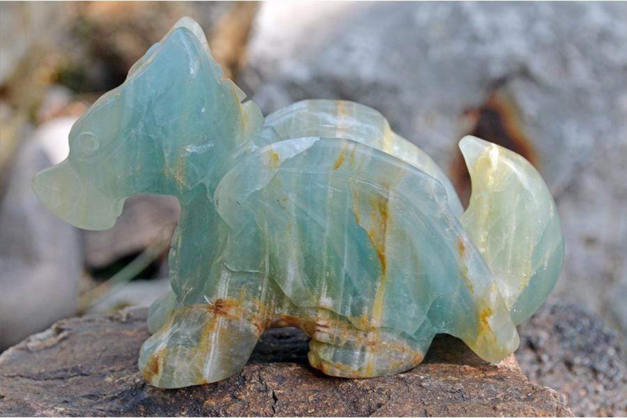 Crystal Wholesale Blue Onyx Crystal Dragon Carving - Medium