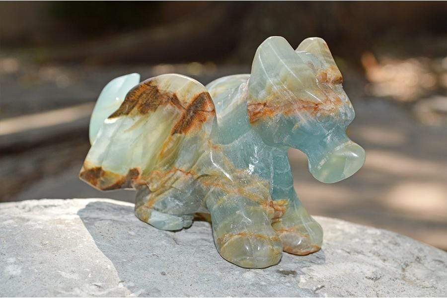 Crystal Wholesale Blue Onyx Crystal Dragon Carving - Medium