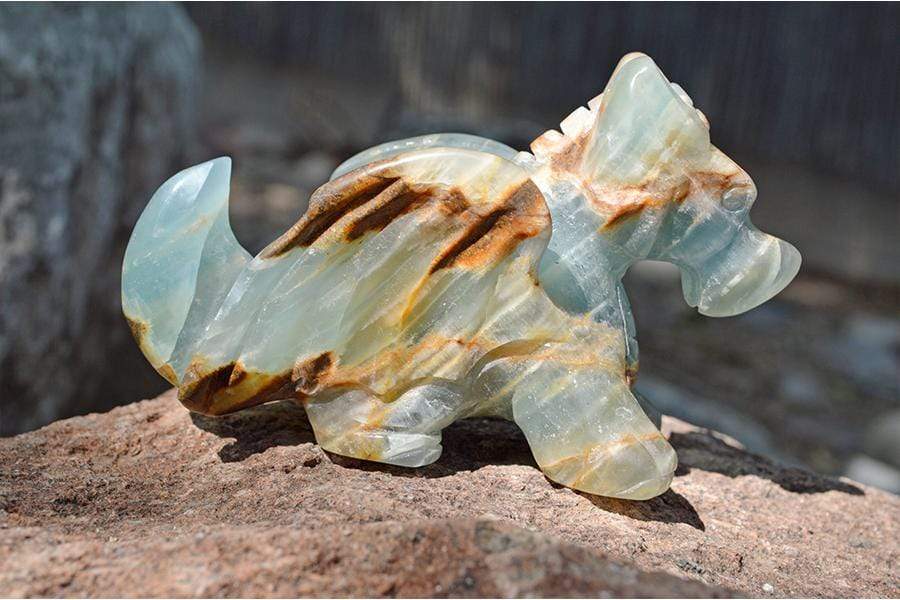 Crystal Wholesale Blue Onyx Crystal Dragon Carving - Medium