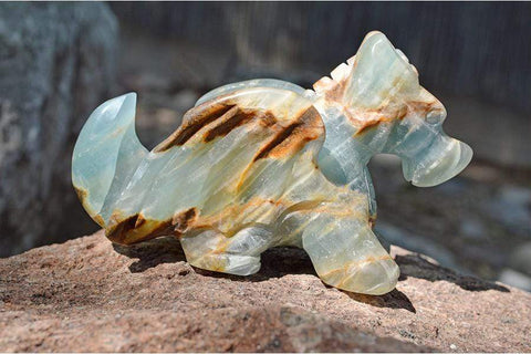 Blue Onyx Crystal Dragon Carving - Medium