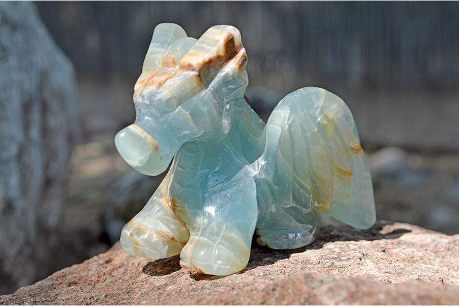 Crystal Wholesale Blue Onyx Crystal Dragon Carving - Medium