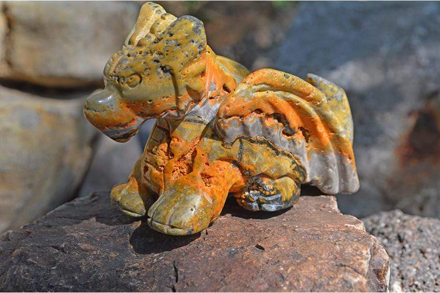 Crystal Wholesale Bumblebee "Jasper" Crystal Dragon Carving - Medium