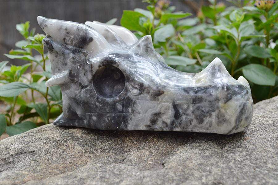 Crystal Wholesale Carved Lace Agate Crystal Dragon Skull
