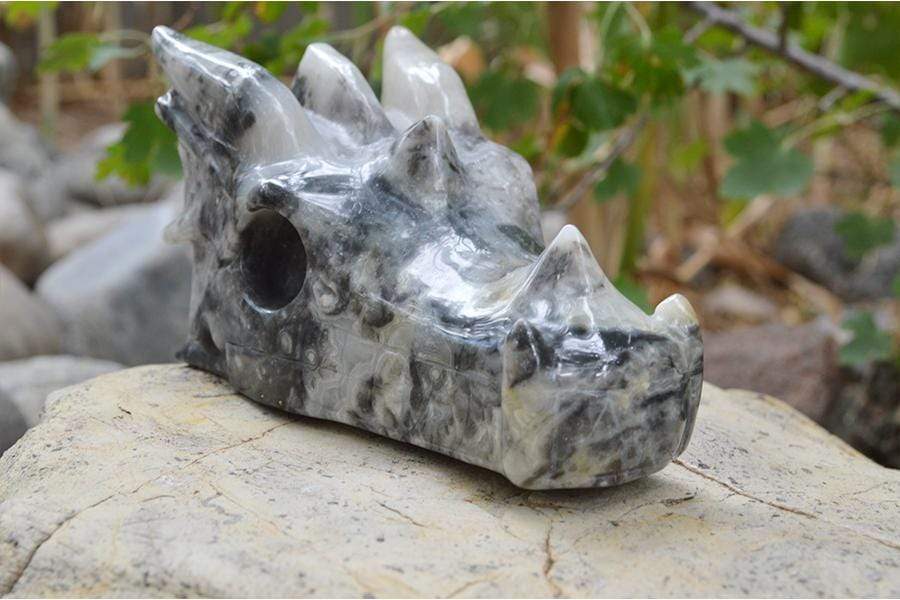 Crystal Wholesale Carved Lace Agate Crystal Dragon Skull