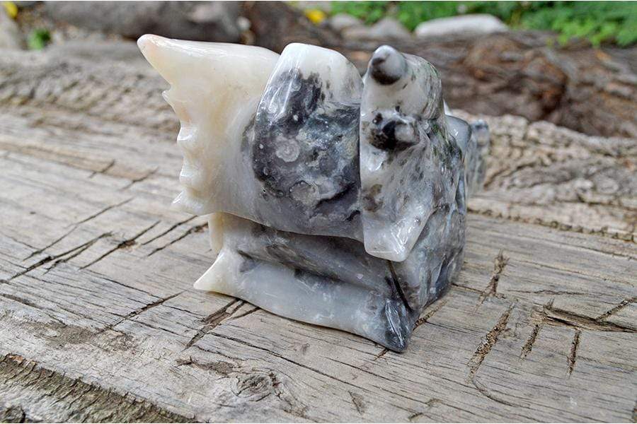 Crystal Wholesale Carved Lace Agate Crystal Dragon Skull