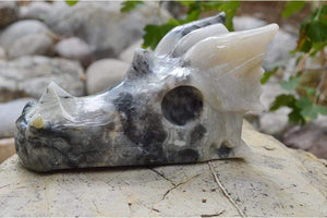 Crystal Wholesale Carved Lace Agate Crystal Dragon Skull