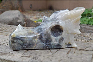 Crystal Wholesale Carved Lace Agate Crystal Dragon Skull