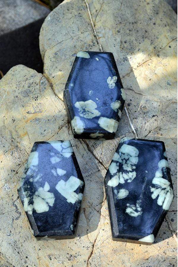 Crystal Wholesale Chrysanthemum Stone Coffin | Casket | Sarcophagus | Halloween |  Samhain | Gothic |  Medium