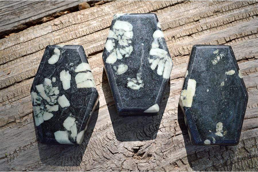 Crystal Wholesale Chrysanthemum Stone Coffin | Casket | Sarcophagus | Halloween |  Samhain | Gothic |  Medium