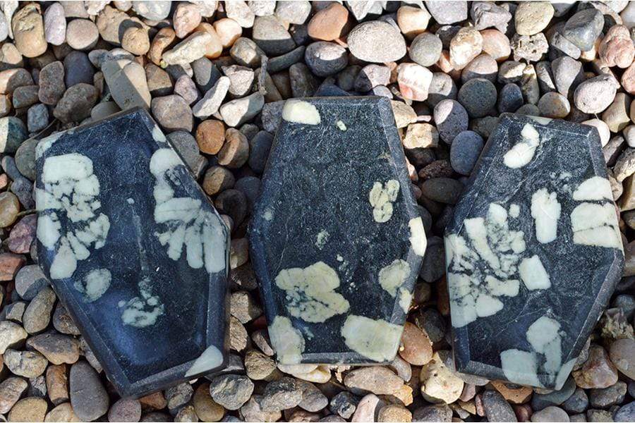 Crystal Wholesale Chrysanthemum Stone Coffin | Casket | Sarcophagus | Halloween |  Samhain | Gothic |  Medium