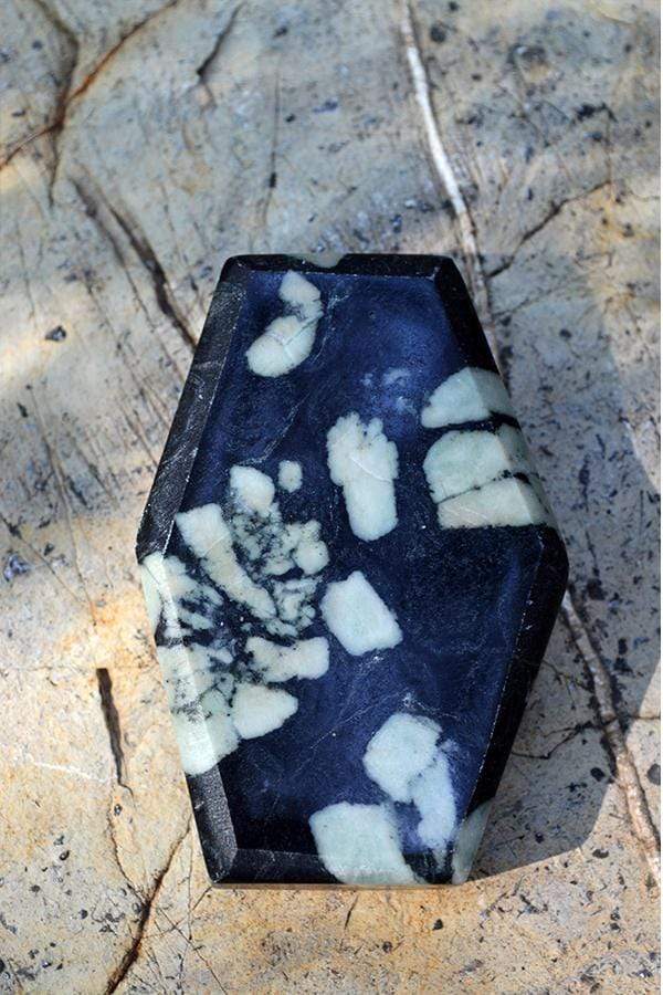 Crystal Wholesale Chrysanthemum Stone Coffin | Casket | Sarcophagus | Halloween |  Samhain | Gothic |  Medium