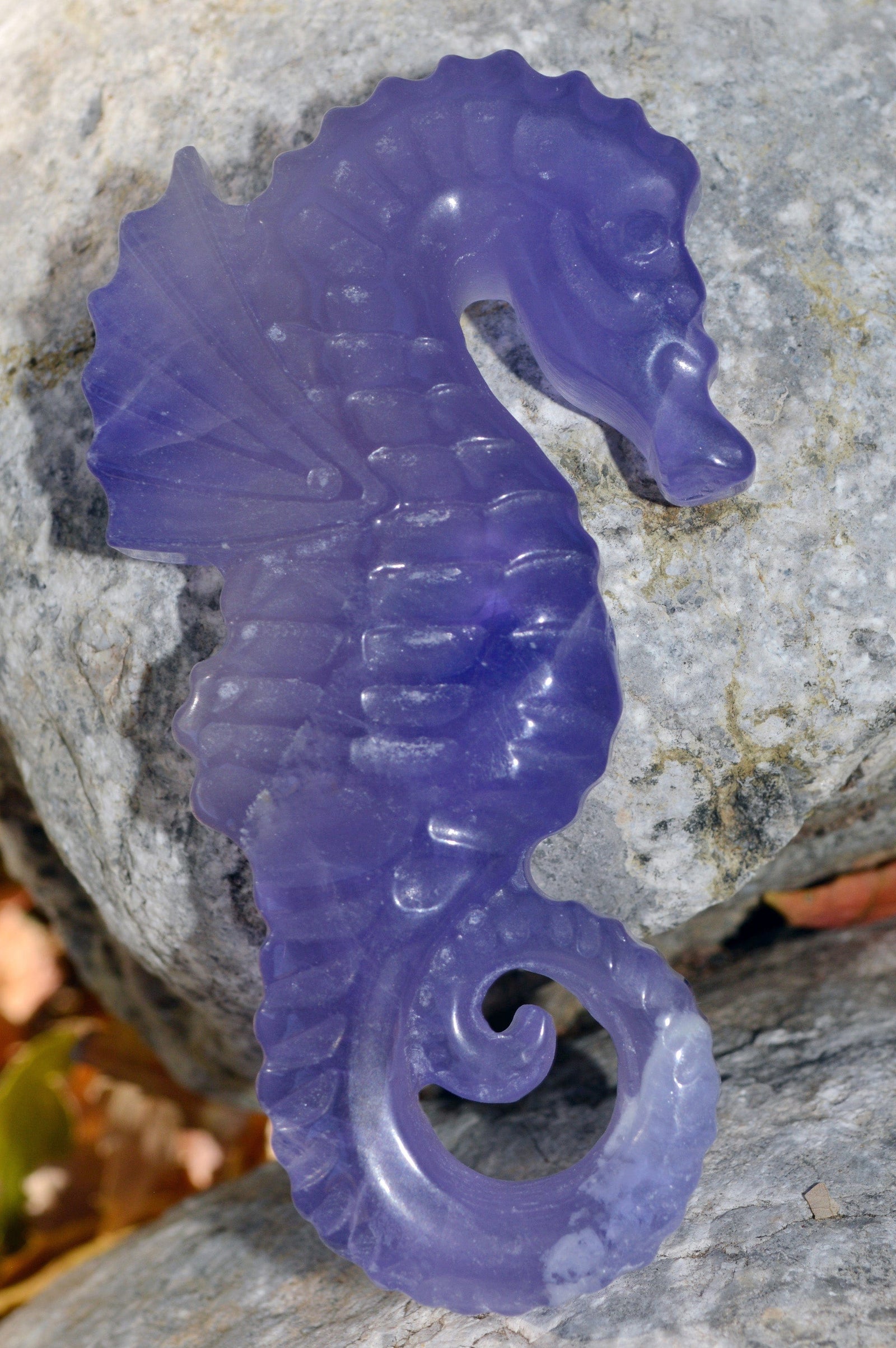 Crystal Wholesale Copy of Blue and Purple Fluorite Seahorse | Hand Carved  | Medium | AAA Quality | II