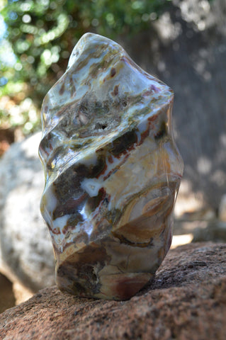 Crystal Flame | Ocean Jasper | Medium | Hand Carved Crystal