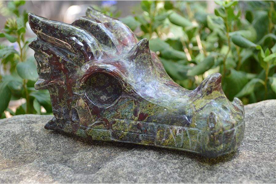 Crystal Wholesale Dragon Blood Jasper Carved Crystal Dragon Skull  03 - Large
