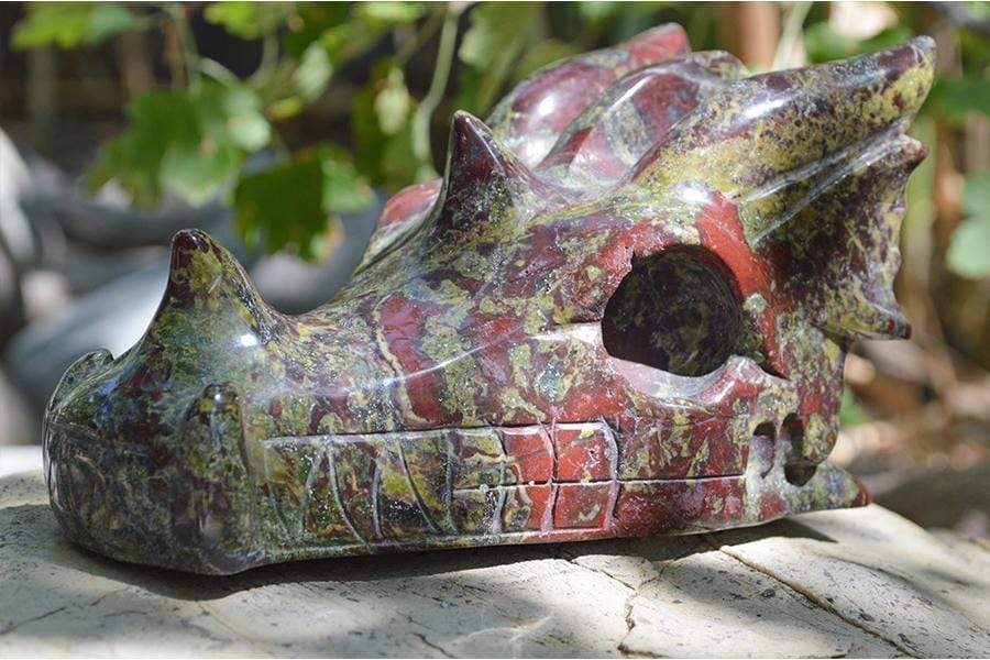 Crystal Wholesale Dragon Blood Jasper Carved Crystal Dragon Skull  03 - Large