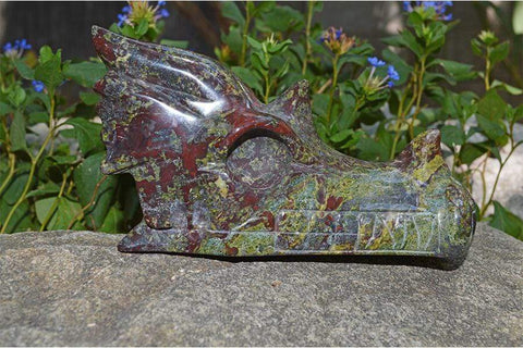 Dragon Blood Jasper Carved Crystal Dragon Skull  03 - Large