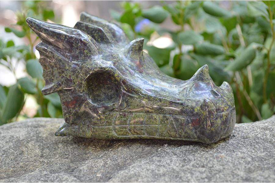 Crystal Wholesale Dragon Blood Jasper Carved Crystal Dragon Skull  03 - Medium