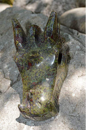 Crystal Wholesale Dragon Blood Jasper Carved Crystal Dragon Skull  03 - Medium