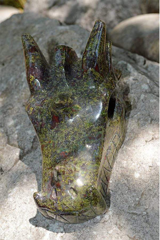 Dragon Blood Jasper Carved Crystal Dragon Skull  03 - Medium