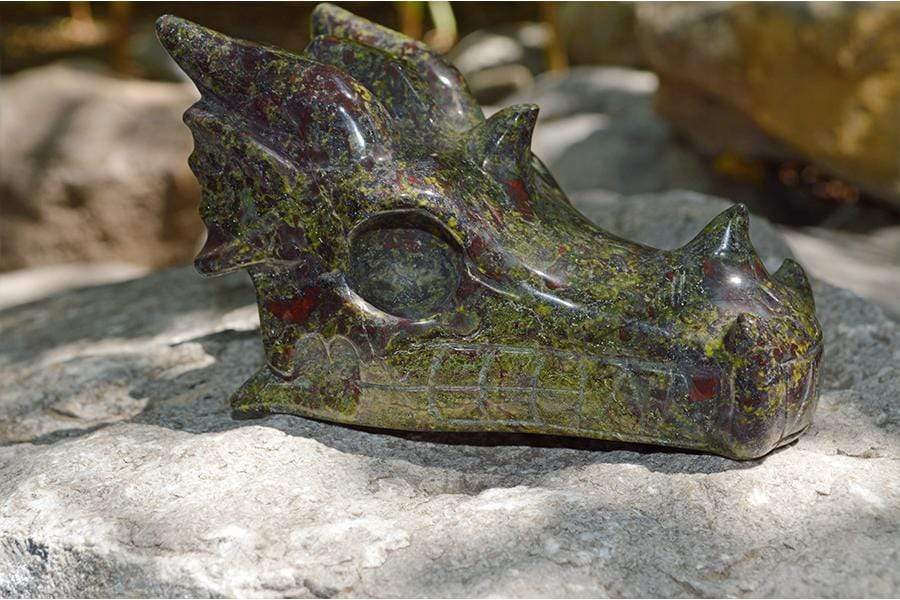 Crystal Wholesale Dragon Blood Jasper Carved Crystal Dragon Skull  03 - Medium