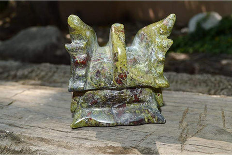 Dragon Blood Jasper Carved Crystal Dragon Skull  04 - Large