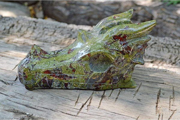 Crystal Wholesale Dragon Blood Jasper Carved Crystal Dragon Skull  04 - Large