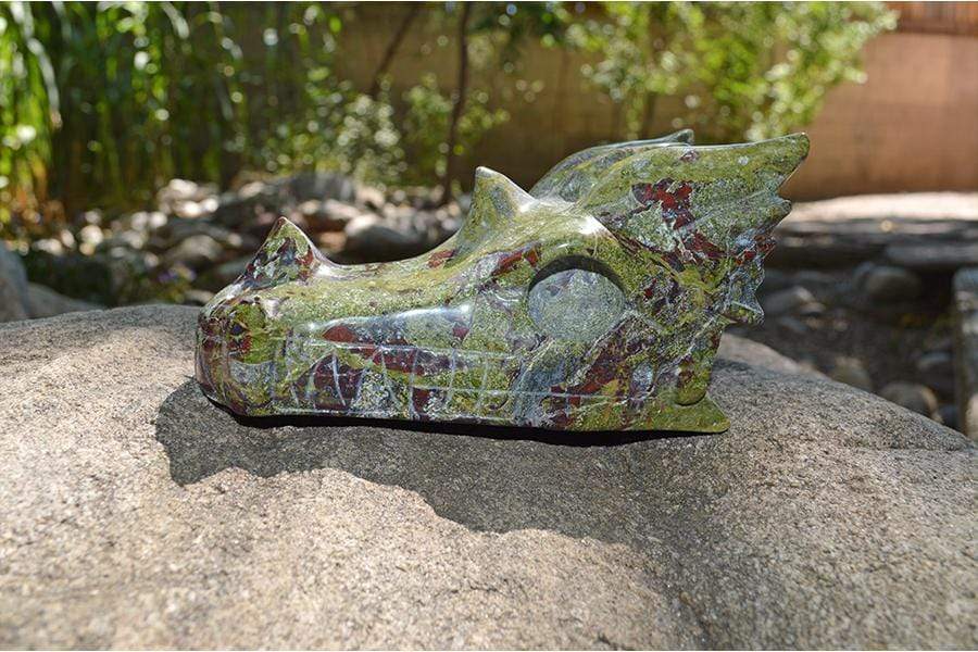 Crystal Wholesale Dragon Blood Jasper Carved Crystal Dragon Skull  04 - Large