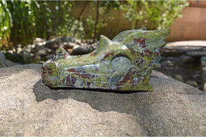 Crystal Wholesale Dragon Blood Jasper Carved Crystal Dragon Skull  04 - Large