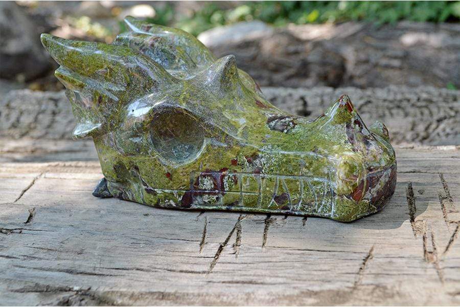 Crystal Wholesale Dragon Blood Jasper Carved Crystal Dragon Skull  04 - Large