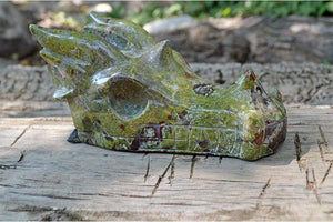 Crystal Wholesale Dragon Blood Jasper Carved Crystal Dragon Skull  04 - Large