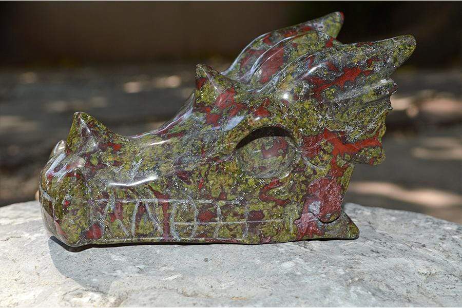 Crystal Wholesale Dragon Blood Jasper Carved Crystal Dragon Skull  04 - Medium