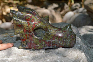 Crystal Wholesale Dragon Blood Jasper Carved Crystal Dragon Skull  04 - Medium