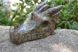 Crystal Wholesale Dragon Blood Jasper Carved Crystal Dragon Skull  04 - Medium
