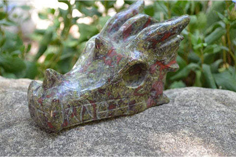 Dragon Blood Jasper Carved Crystal Dragon Skull  04 - Medium