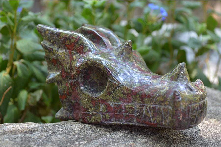 Crystal Wholesale Dragon Blood Jasper Carved Crystal Dragon Skull  04 - Medium