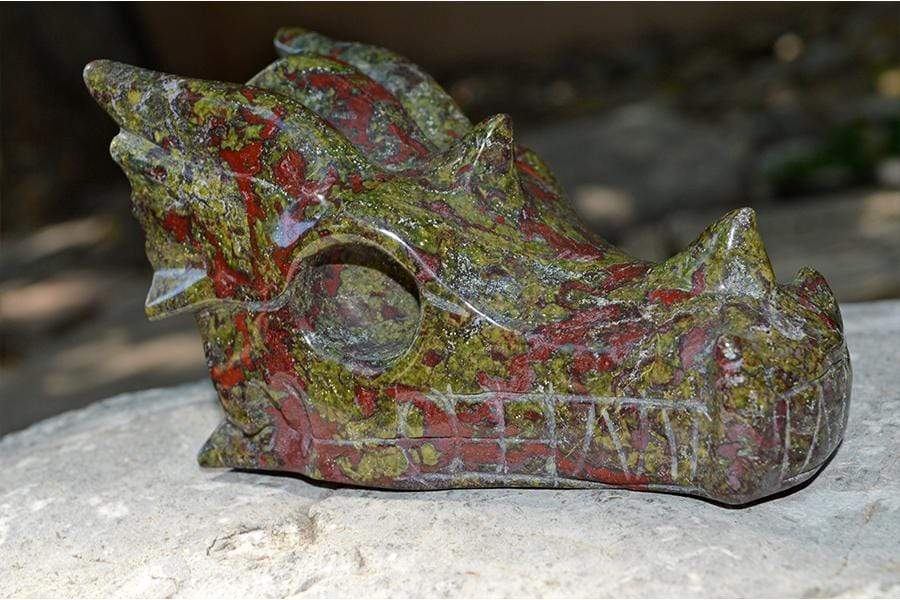 Crystal Wholesale Dragon Blood Jasper Carved Crystal Dragon Skull  04 - Medium