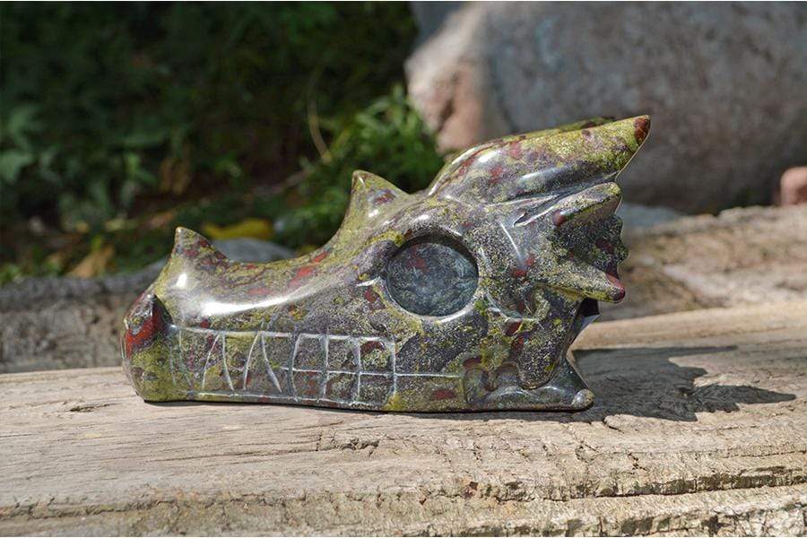 Crystal Wholesale Dragon Blood Jasper Carved Crystal Dragon Skull  05 - Large