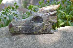 Crystal Wholesale Dragon Blood Jasper Carved Crystal Dragon Skull  05 - Large