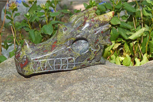 Crystal Wholesale Dragon Blood Jasper Carved Crystal Dragon Skull  05 - Large