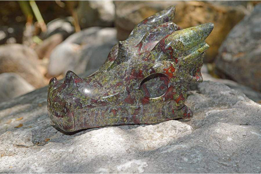 Crystal Wholesale Dragon Blood Jasper Carved Crystal Dragon Skull  05 - Medium