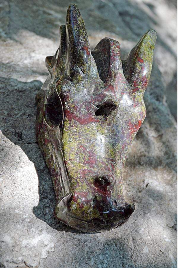 Crystal Wholesale Dragon Blood Jasper Carved Crystal Dragon Skull  05 - Medium