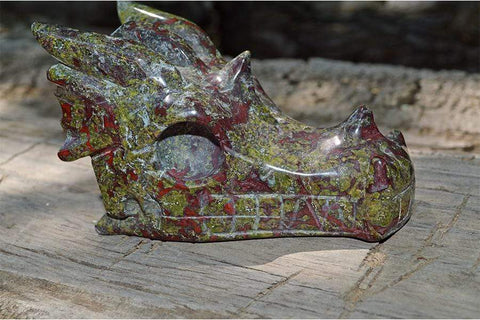 Dragon Blood Jasper Carved Crystal Dragon Skull  05 - Medium