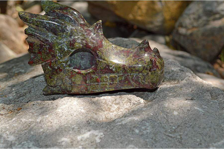 Crystal Wholesale Dragon Blood Jasper Carved Crystal Dragon Skull  05 - Medium