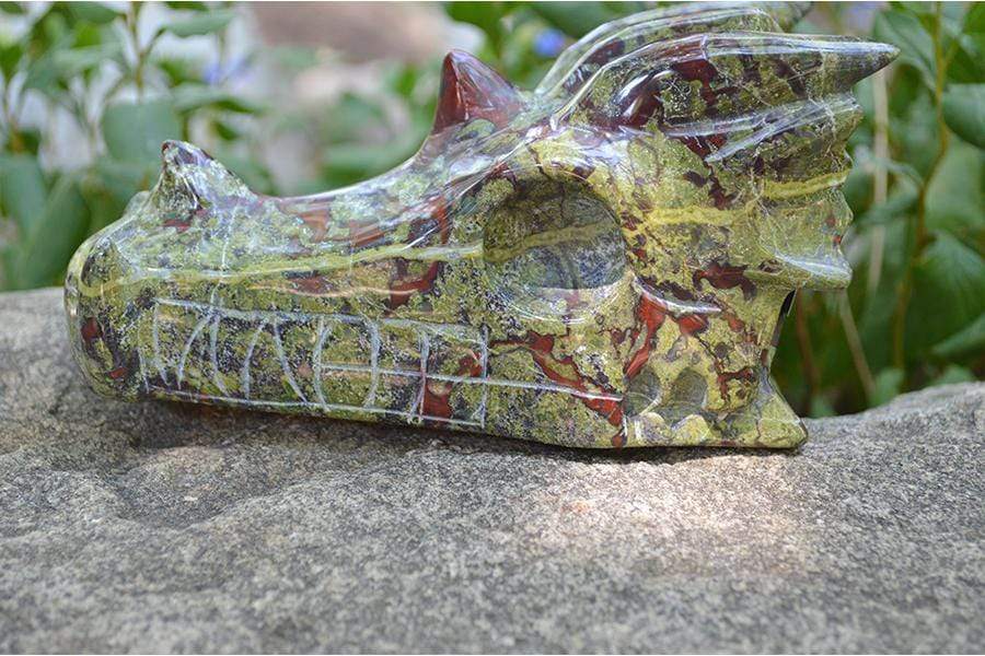 Crystal Wholesale Dragon Blood Jasper Carved Crystal Dragon Skull  06 - Large