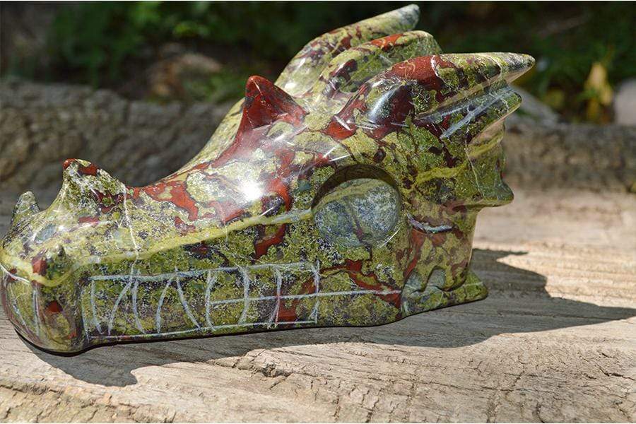 Crystal Wholesale Dragon Blood Jasper Carved Crystal Dragon Skull  06 - Large