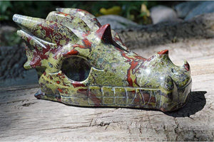 Crystal Wholesale Dragon Blood Jasper Carved Crystal Dragon Skull  06 - Large