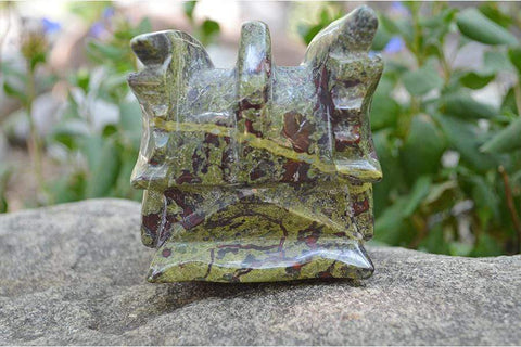 Dragon Blood Jasper Carved Crystal Dragon Skull  06 - Large