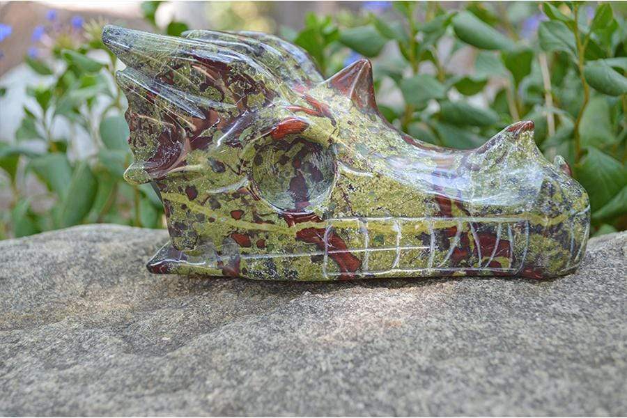 Crystal Wholesale Dragon Blood Jasper Carved Crystal Dragon Skull  06 - Large