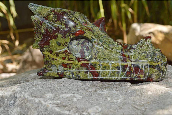Crystal Wholesale Dragon Blood Jasper Carved Crystal Dragon Skull  06 - Large