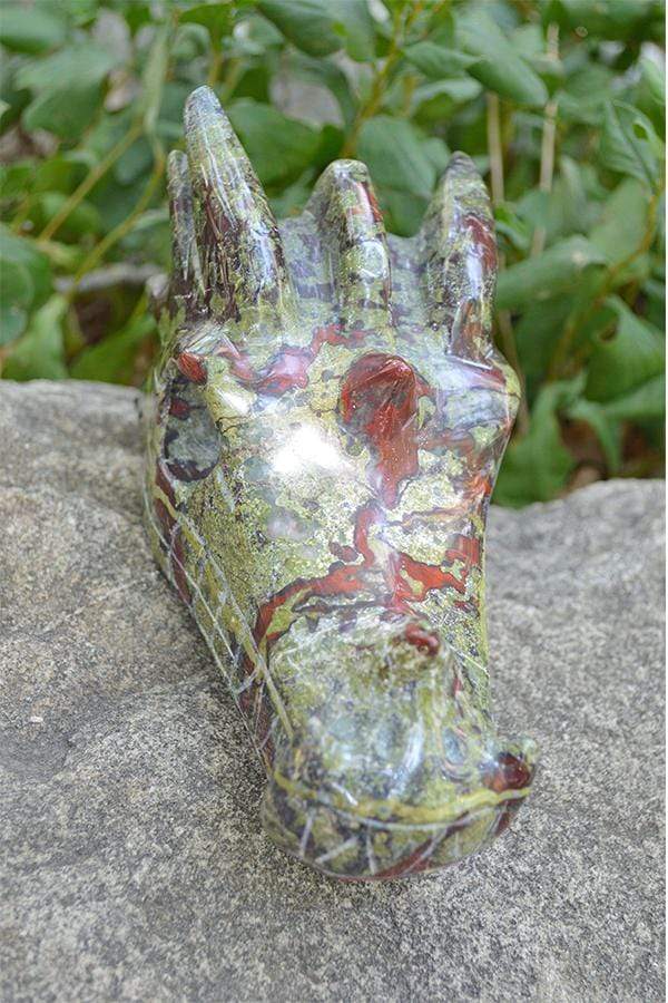 Crystal Wholesale Dragon Blood Jasper Carved Crystal Dragon Skull  06 - Large